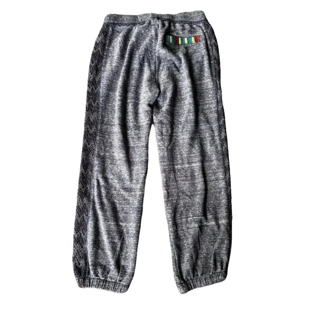 Miss Me Pants Sz M Lounge Blue Sweatpants Embroidered Terry Boho Cotton Colorful - Picture 5 of 10